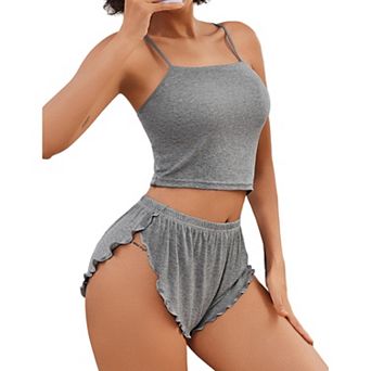 Avidlove Women Cami Pajama Set Sleepwear Ribbed Sleep Set Short PJ Soft Lingerie