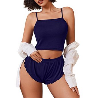 Avidlove Women Cami Pajama Set Sleepwear Ribbed Sleep Set Short PJ Soft Lingerie