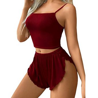 Avidlove Women Cami Pajama Set Sleepwear Ribbed Sleep Set Short PJ Soft Lingerie