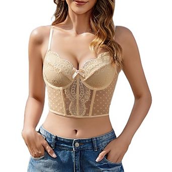 Avidlove Womens Lace V-Neck Bustier Corset Crop Top