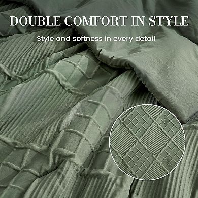 Luxury Soft Microfiber Comforter Set, All-Season, Elegant Windowpane Design