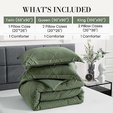 Luxury Soft Microfiber Comforter Set, All-Season, Elegant Windowpane Design