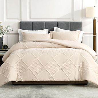 Luxury Soft Microfiber Comforter Set, All-Season, Elegant Windowpane Design