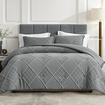 Luxury Soft Microfiber Comforter Set, All-Season, Elegant Windowpane Design