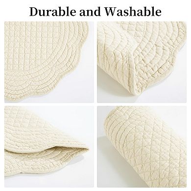 Round Quilted Placemats Set of 6 Cotton Microfiber Washable Kitchen Table Mats