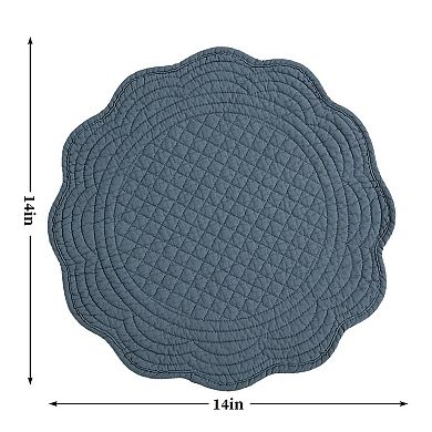 Round Quilted Placemats Set of 6 Cotton Microfiber Washable Kitchen Table Mats