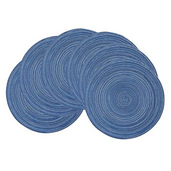 Round Woven Placemats Set of 6 Heat Resistant Washable Non Slip Table Mats