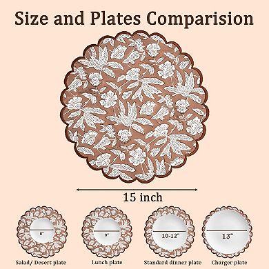 100% Cotton Washable Placemats Embroidery Block Print Decorative Table Mats For Gifting Daily Use