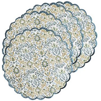 100% Cotton Washable Placemats Embroidery Block Print Decorative Table Mats For Gifting Daily Use