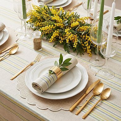 Round Scalloped Embroidery Placemats Double Layer Washable Rustic Table Mats