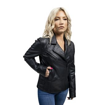 Women's Whet Blu Asymmetrical Zip Leather Motorcycle Jacket