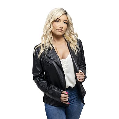 Women's Whet Blu Asymmetrical Zip Leather Motorcycle Jacket