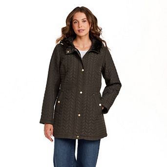 Women's Weathercast Hooded Plush Lined Quilted Walker in Regular & Plus Size
