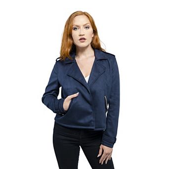 Women's Whet Blu Draped Faux Suede Asymmetrical Jacket