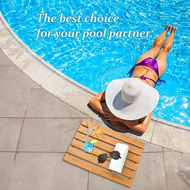 Wooden Non Slip Waterproof Bathroom Mat Easy Clean Versatile Home Decor