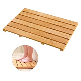 Wooden Non Slip Waterproof Bathroom Mat Easy Clean Versatile Home Decor