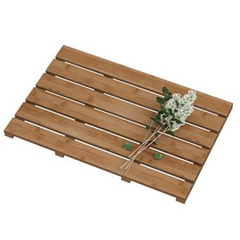 Wooden Non Slip Waterproof Bathroom Mat Easy Clean Versatile Home Decor