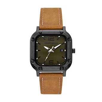 Skechers® Men's Bremerton Square Leather Strap Watch