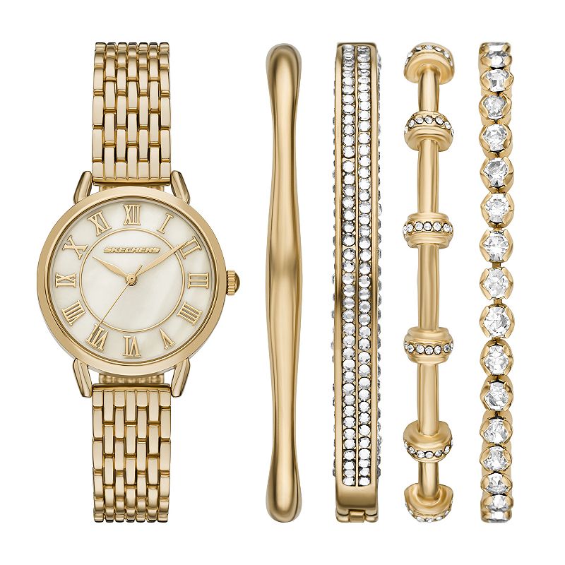 Skechers® Women's Metal Bracelet Watch & 4 Bracelets 5-Piece Gift Set,