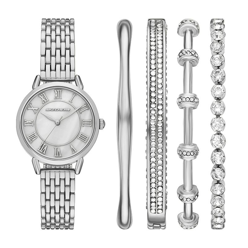 Skechers® Women's Metal Bracelet Watch & 4 Bracelets 5-Piece Gift Set,