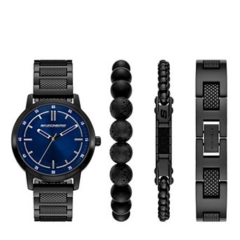 Skechers® Men's Metal Bracelet Watch & 3 Bracelets 4 pc Gift Set