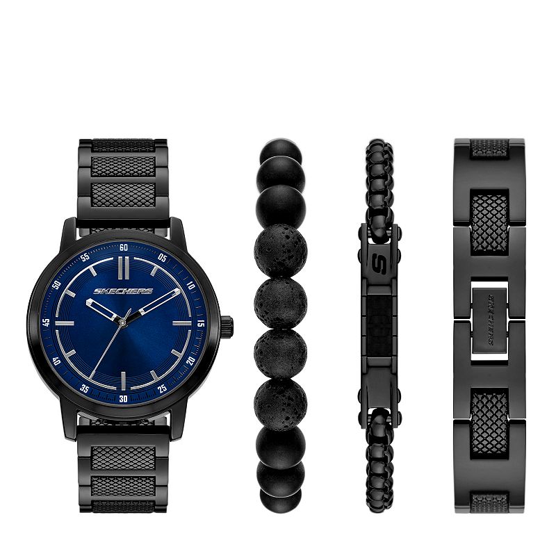 Skechers® Men's Metal Bracelet Watch & 3 Bracelets 4-Piece Gift Set,