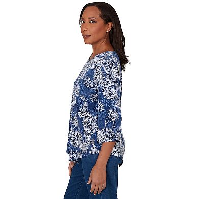 Petite Alfred Dunner Paisley Puff Printed Top