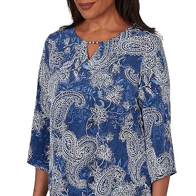 Petite Alfred Dunner Paisley Puff Printed Top