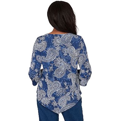 Petite Alfred Dunner Paisley Puff Printed Top