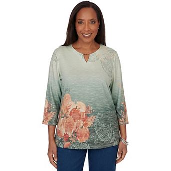 Petite Alfred Dunner Watercolor Pumpkin Patch Top