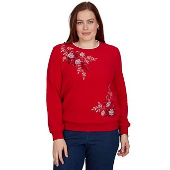 Petite Alfred Dunner Floral Embroidered Sweatshirt Top