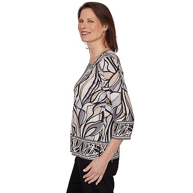 Petite Alfred Dunner Stained Glass Border Trim Top