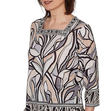 Petite Alfred Dunner Stained Glass Border Trim Top