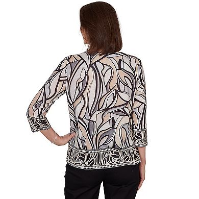 Petite Alfred Dunner Stained Glass Border Trim Top