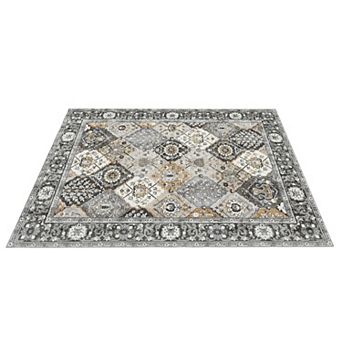 Area Rug Washable Vintage Floral Print Rugs, Boho Non Slip Indoor Carpet for Entryway Living Room