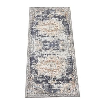 Area Rug, Low Profile Pile Rubber Backing Indoor Vintage Rugs, for Living Room Dining Room Bedroom