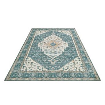 Boho Traditional Washable Area Rug, Foldable Non-Shedding Floor Mat for Dining Room Bedroom