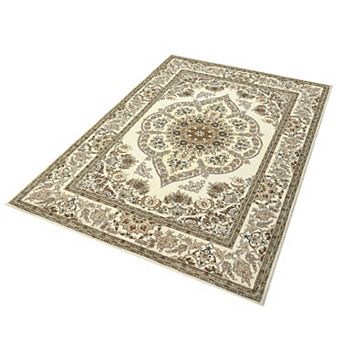Washable Boho Floral Medallion Area Rug, Non-Slip Soft Low-Pile Printed Carpet for Entryway, Office