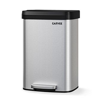 GARVEE 13 Gallon Kitchen Trash Can with Lid, Stainless Steel Step Trash Can Soft Close Pedal Bin