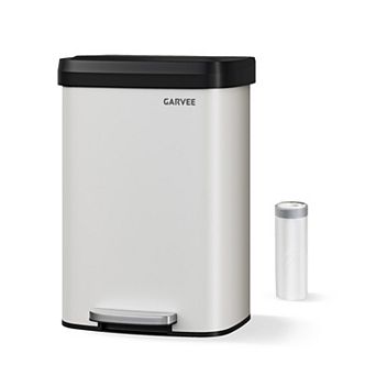 GARVEE 13 Gallon Kitchen Trash Can with Lid, Stainless Steel Step Trash Can Soft Close Pedal Bin