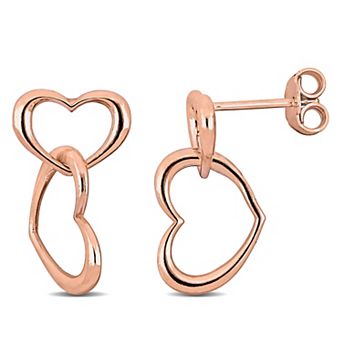 Stella Grace Sterling Silver Double Heart Drop Earrings