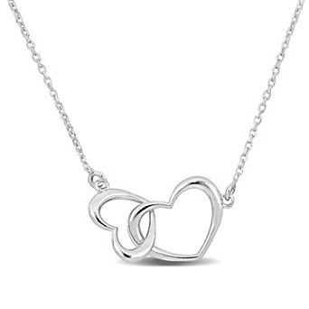 Stella Grace Sterling Silver Double Heart Charm Necklace