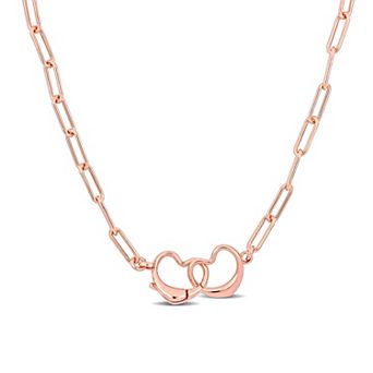 Stella Grace Sterling Silver Double Heart Link Necklace