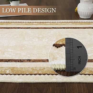 ANIXOL Washable Area Rug, Modern Geometric Print, Non-Slip, Foldable, for Kitchen, Bathroom