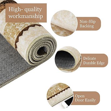 ANIXOL Washable Area Rug, Modern Geometric Print, Non-Slip, Foldable, for Kitchen, Bathroom