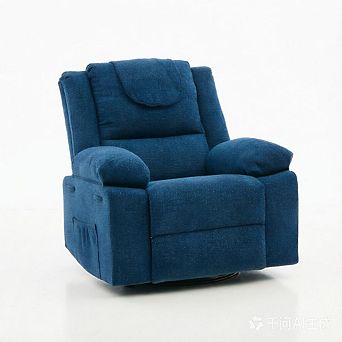 Massage Heat Swivel Rocker Recliner Chair, 360° Swivel Oversized Padded Glider Sofa for Bedroom