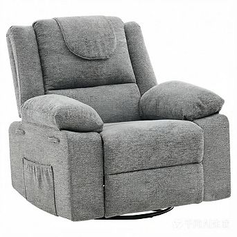 Massage Heat Swivel Rocker Recliner Chair, 360° Swivel Oversized Padded Glider Sofa for Bedroom
