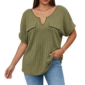 Plus Size Tunic Tops for Women Short Sleeve V Neck Blouses Trendy Casual Work Shirt 1X-5X