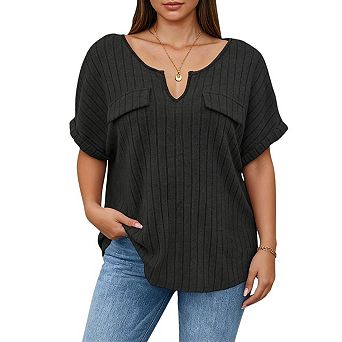 Plus Size Tunic Tops for Women Short Sleeve V Neck Blouses Trendy Casual Work Shirt 1X-5X