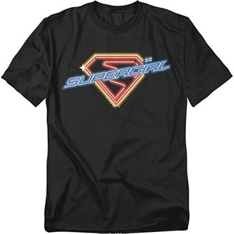 Big & Tall Supergirl Neon Glow Shield Graphic Tee